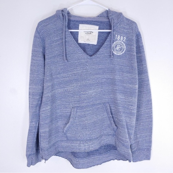 XS/S Abercrombie & Fitch blue v-neck pullover hoodie. In good condition. - Picture 1 of 9